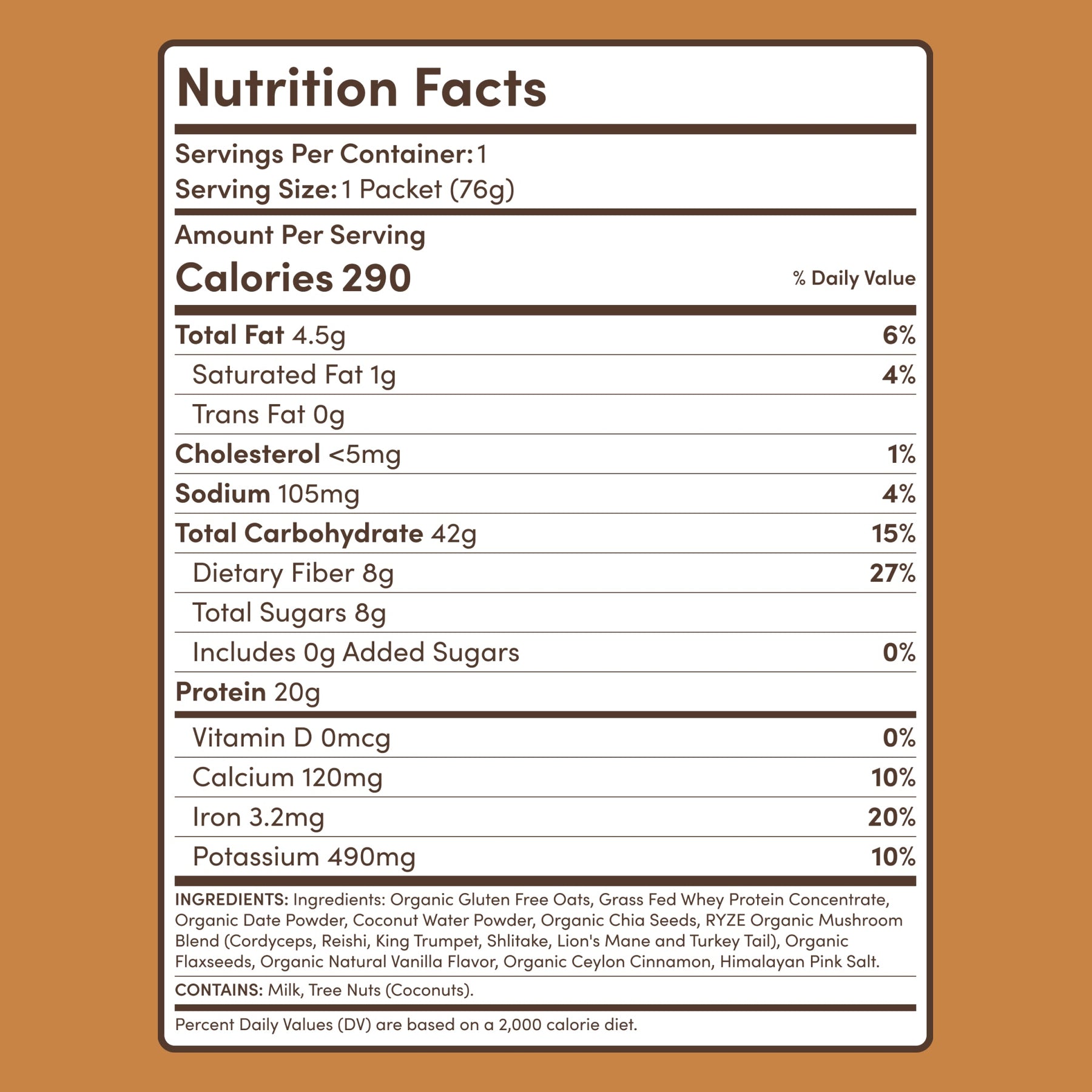 Mushroom Overnight Oats 14 Servings - KO1B