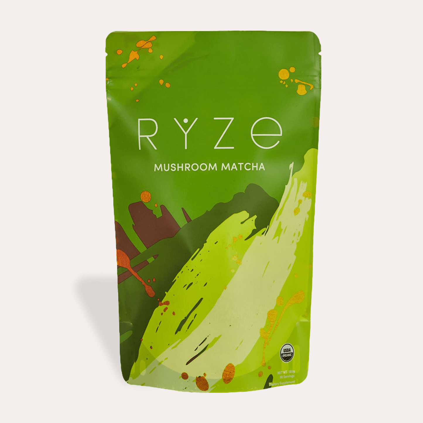 RYZE Mushroom Matcha - with 6 Organic Adaptogenic Mushrooms Grown In USA and Ceremonial-Grade Japanese Matcha - PYGC