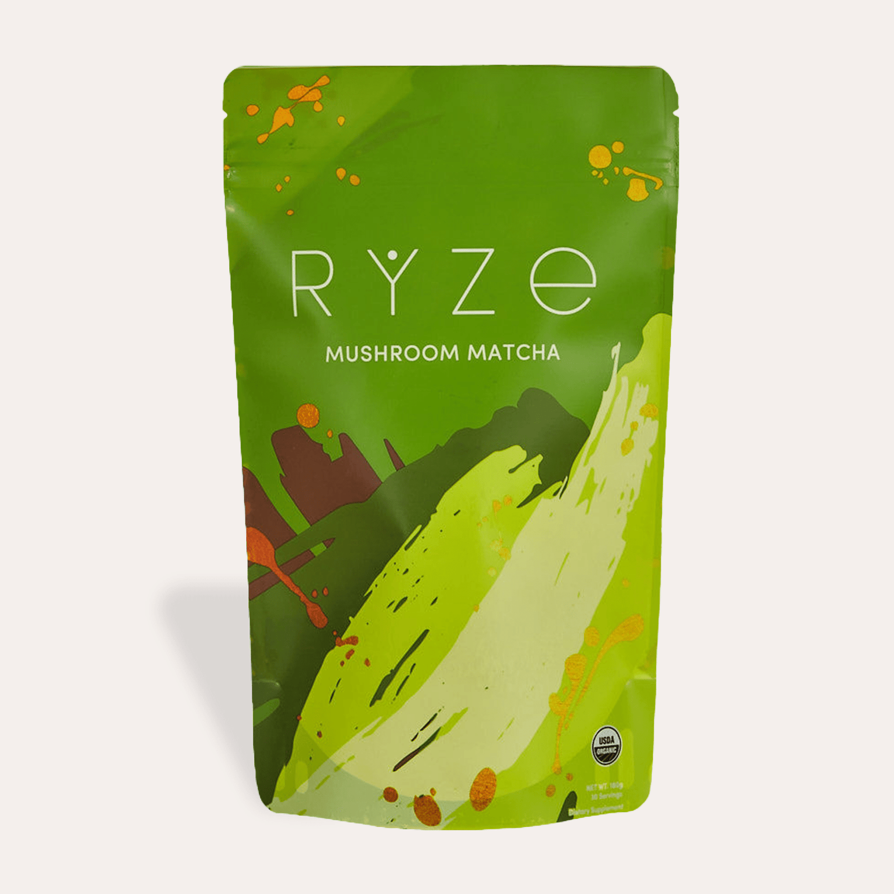 RYZE Mushroom Matcha - with 6 Organic Adaptogenic Mushrooms Grown In USA and Ceremonial-Grade Japanese Matcha - PYGC