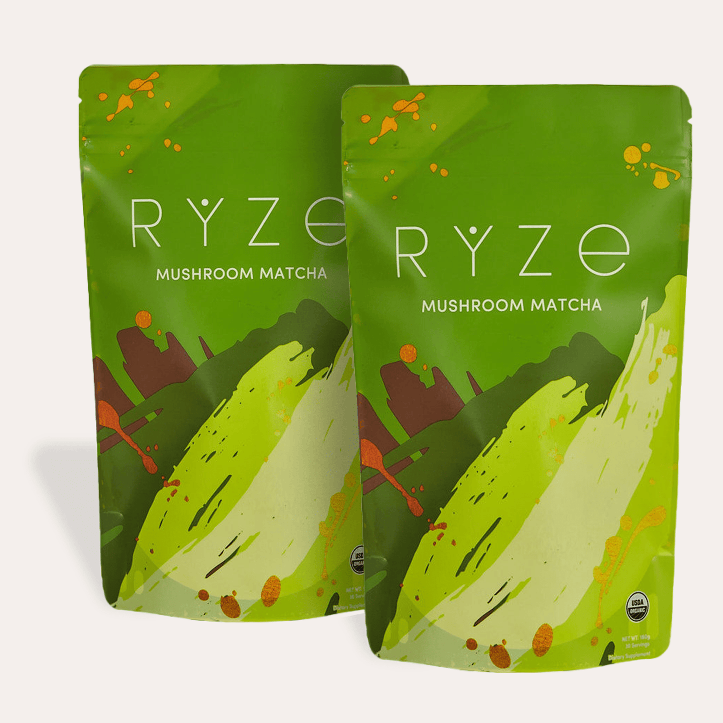 RYZE Mushroom Matcha - with 6 Organic Adaptogenic Mushrooms Grown In USA and Ceremonial-Grade Japanese Matcha - PYGC